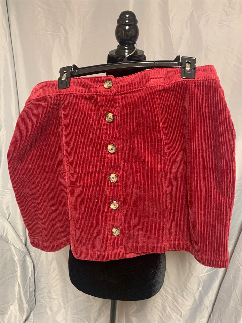 Forever 21 Maroon Corduroy Button-Front Mini Skirt
